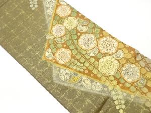 作家物　ふくれ織手描き辻ヶ花模様袋帯